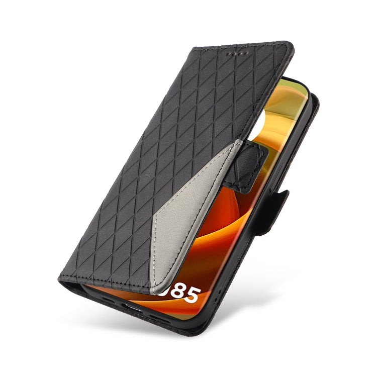 For Motorola Moto G85 Dual-color Rhombic Lattice Leather Phone Case