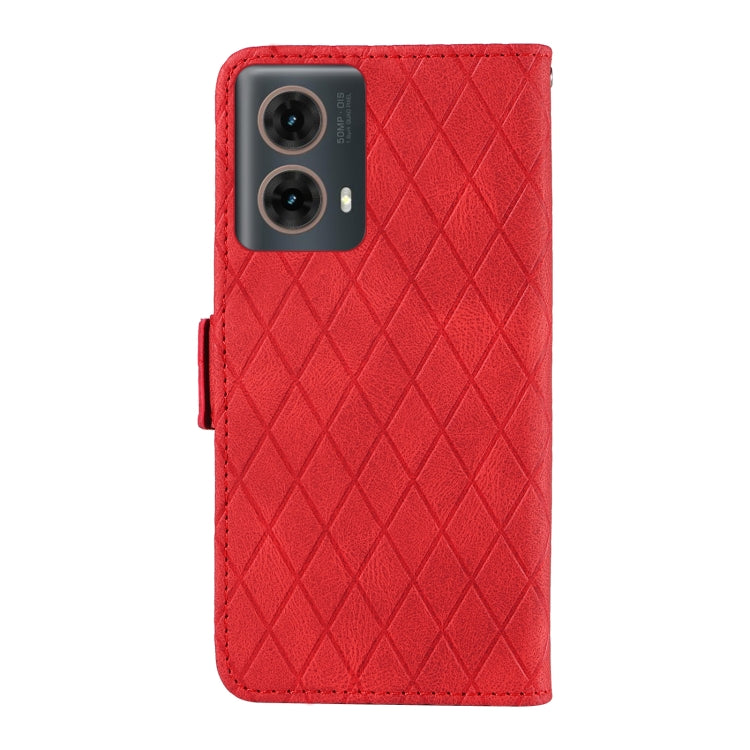 For Motorola Moto G85 Dual-color Rhombic Lattice Leather Phone Case