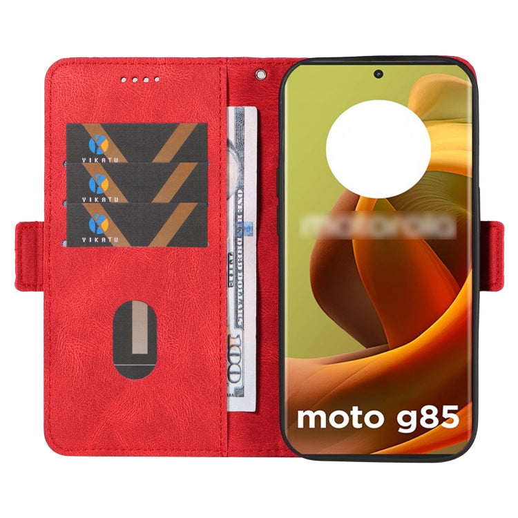 For Motorola Moto G85 Dual-color Rhombic Lattice Leather Phone Case