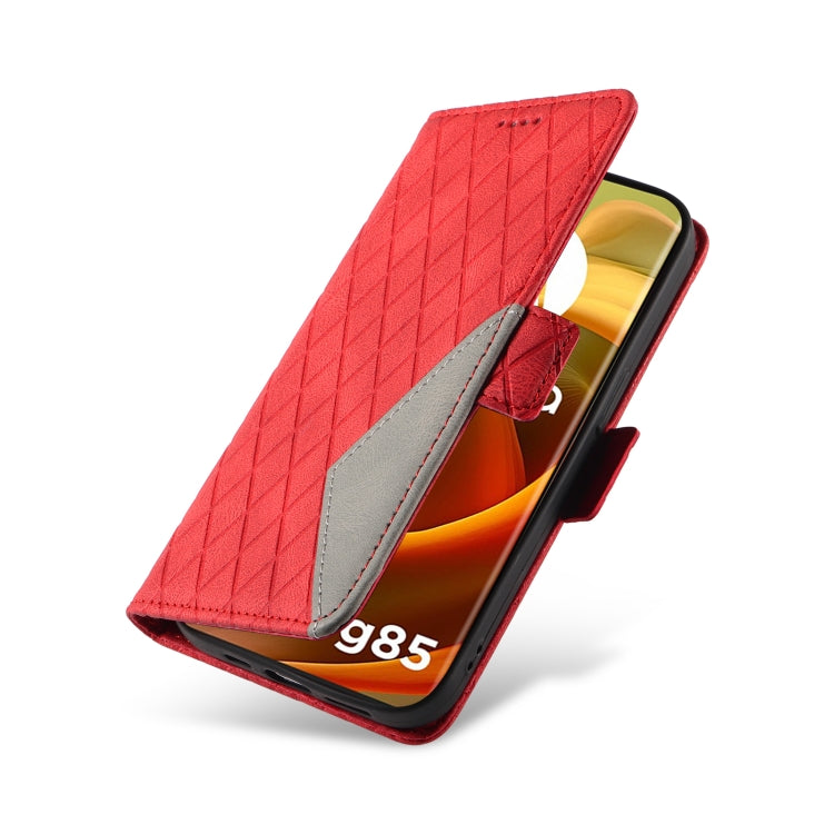 For Motorola Moto G85 Dual-color Rhombic Lattice Leather Phone Case