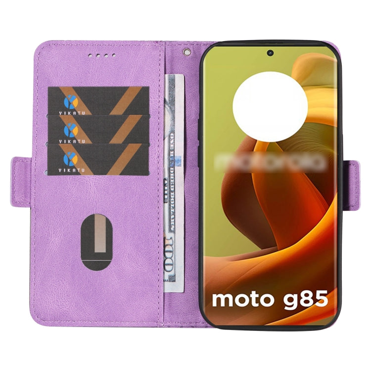 For Motorola Moto G85 Dual-color Rhombic Lattice Leather Phone Case