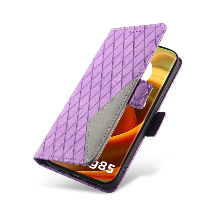 For Motorola Moto G85 Dual-color Rhombic Lattice Leather Phone Case