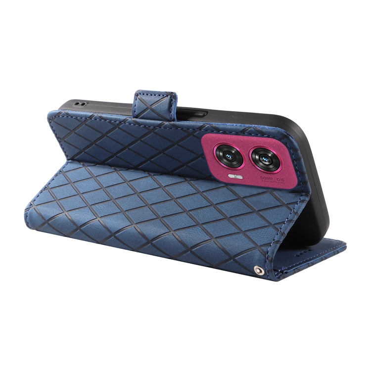 For Motorola Edge 50 Fusion Dual-color Rhombic Lattice Leather Phone Case