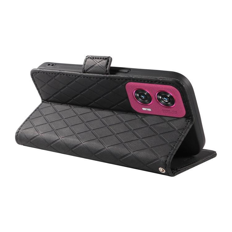 For Motorola Edge 50 Fusion Dual-color Rhombic Lattice Leather Phone Case