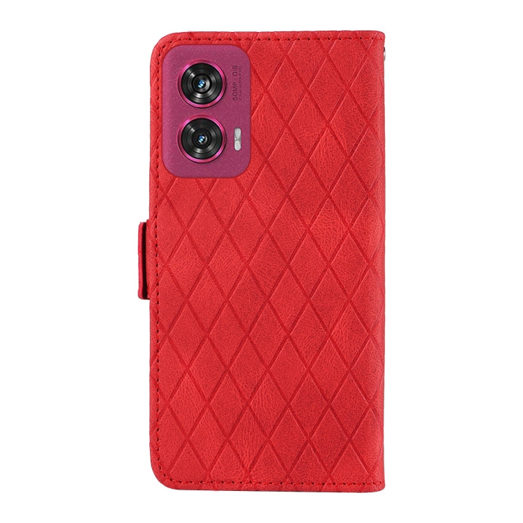 For Motorola Edge 50 Fusion Dual-color Rhombic Lattice Leather Phone Case