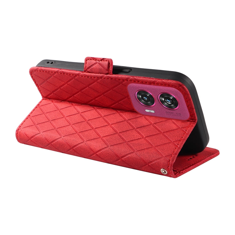 For Motorola Edge 50 Fusion Dual-color Rhombic Lattice Leather Phone Case