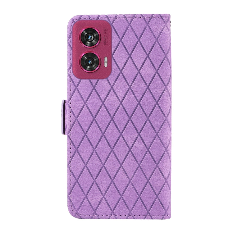 For Motorola Edge 50 Fusion Dual-color Rhombic Lattice Leather Phone Case