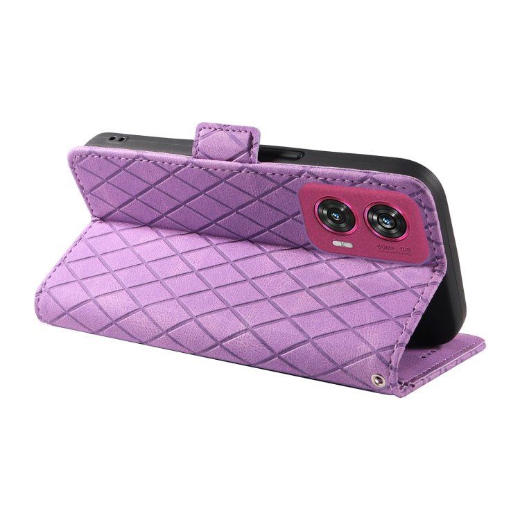 For Motorola Edge 50 Fusion Dual-color Rhombic Lattice Leather Phone Case