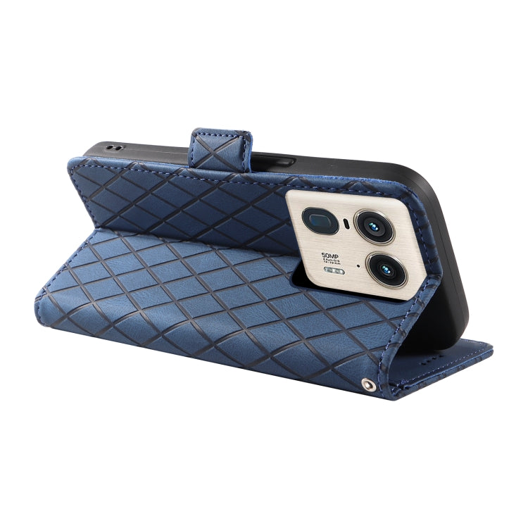 For Motorola Moto X50 Ultra Dual-color Rhombic Lattice Leather Phone Case