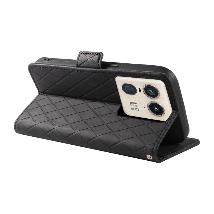 For Motorola Moto X50 Ultra Dual-color Rhombic Lattice Leather Phone Case