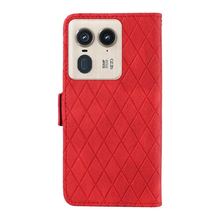 For Motorola Moto X50 Ultra Dual-color Rhombic Lattice Leather Phone Case