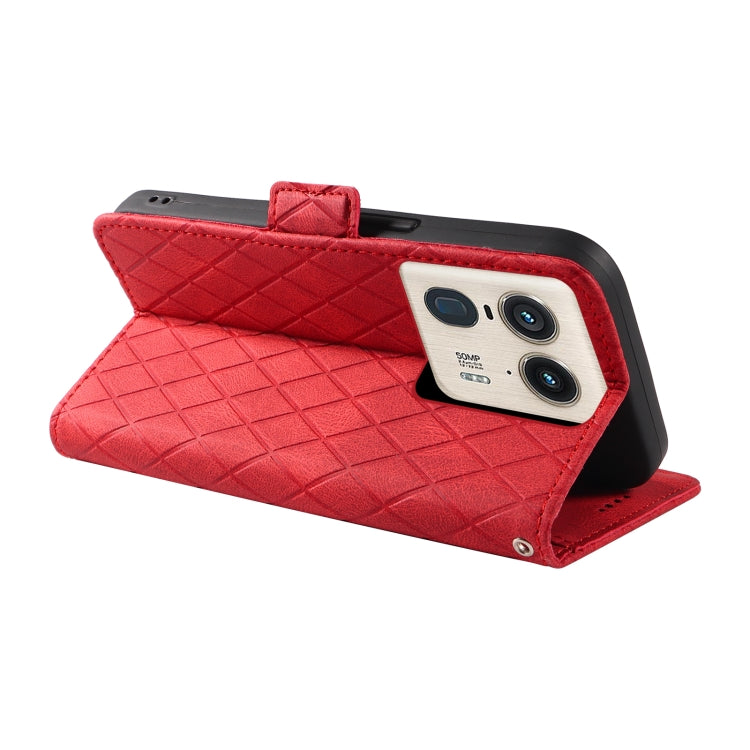 For Motorola Moto X50 Ultra Dual-color Rhombic Lattice Leather Phone Case
