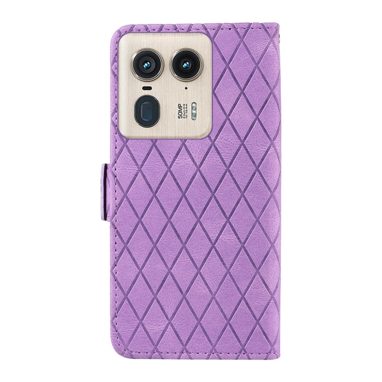 For Motorola Moto X50 Ultra Dual-color Rhombic Lattice Leather Phone Case