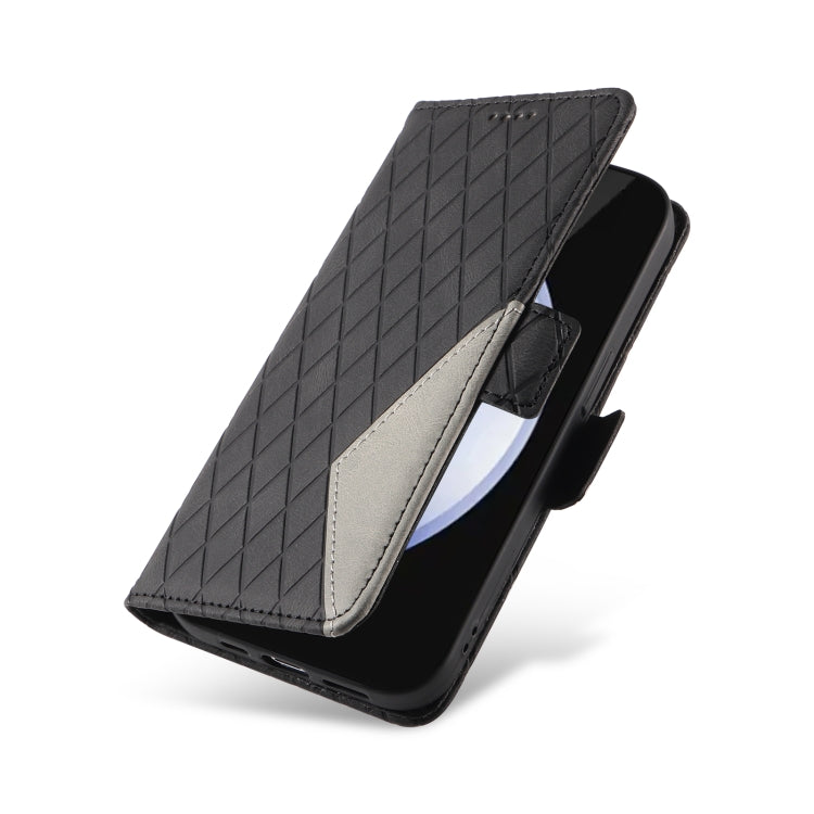For Samsung Galaxy S24 FE 5G Dual-color Rhombic Lattice Leather Phone Case