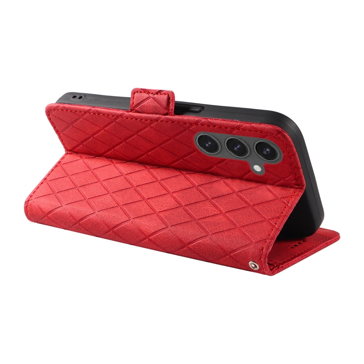 For Samsung Galaxy S24 FE 5G Dual-color Rhombic Lattice Leather Phone Case