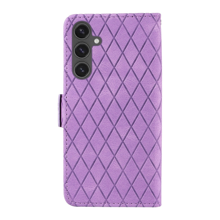 For Samsung Galaxy S24 FE 5G Dual-color Rhombic Lattice Leather Phone Case