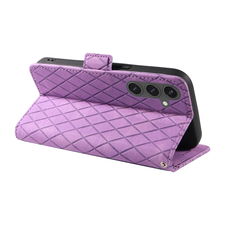 For Samsung Galaxy S24 FE 5G Dual-color Rhombic Lattice Leather Phone Case