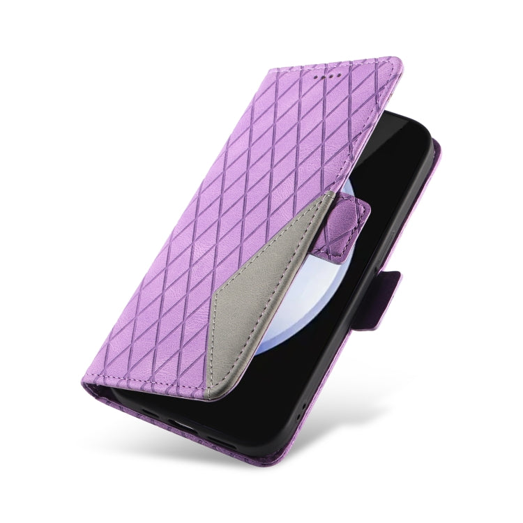 For Samsung Galaxy S24 FE 5G Dual-color Rhombic Lattice Leather Phone Case