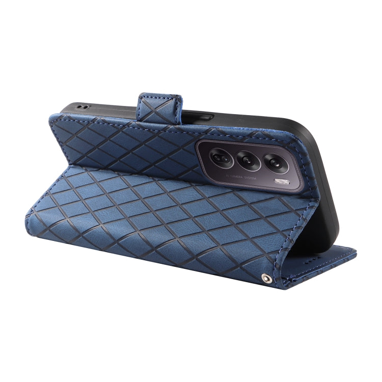 For OPPO Reno12 Pro 5G Global Dual-color Rhombic Lattice Leather Phone Case