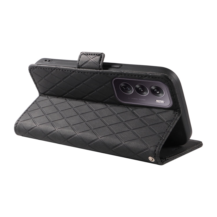 For OPPO Reno12 Pro 5G Global Dual-color Rhombic Lattice Leather Phone Case