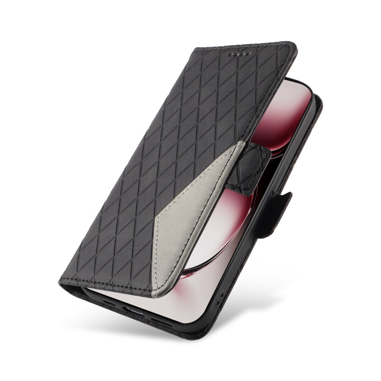 For OPPO Reno12 Pro 5G Global Dual-color Rhombic Lattice Leather Phone Case