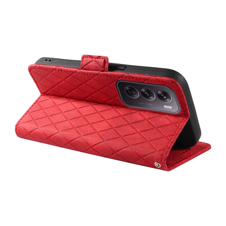 For OPPO Reno12 Pro 5G Global Dual-color Rhombic Lattice Leather Phone Case