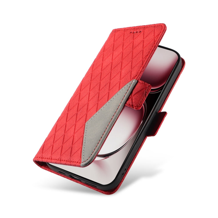 For OPPO Reno12 Pro 5G Global Dual-color Rhombic Lattice Leather Phone Case