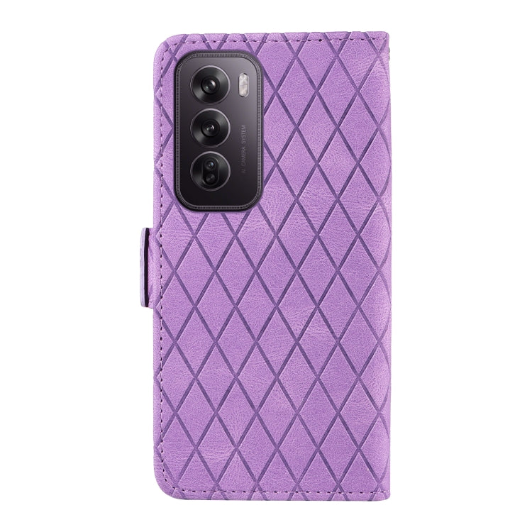 For OPPO Reno12 Pro 5G Global Dual-color Rhombic Lattice Leather Phone Case