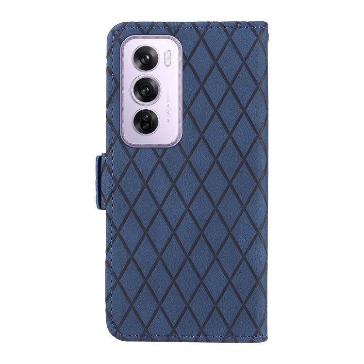For OPPO Reno12 5G Global Dual-color Rhombic Lattice Leather Phone Case