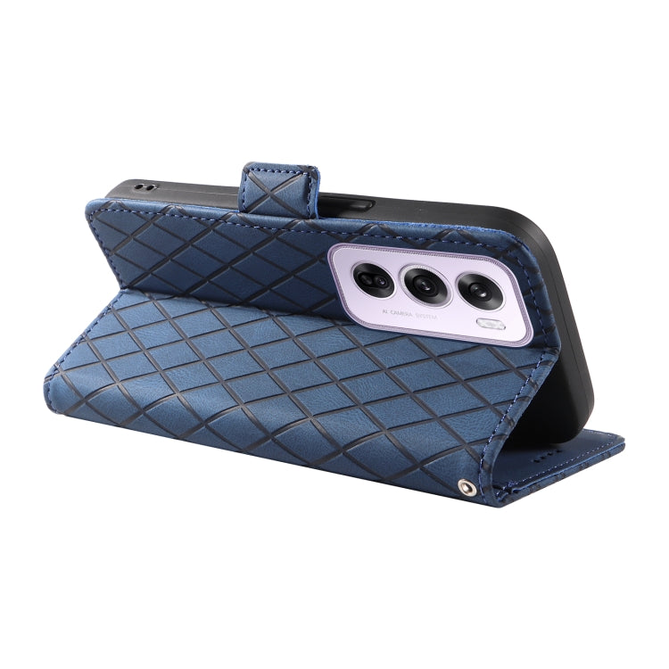 For OPPO Reno12 5G Global Dual-color Rhombic Lattice Leather Phone Case