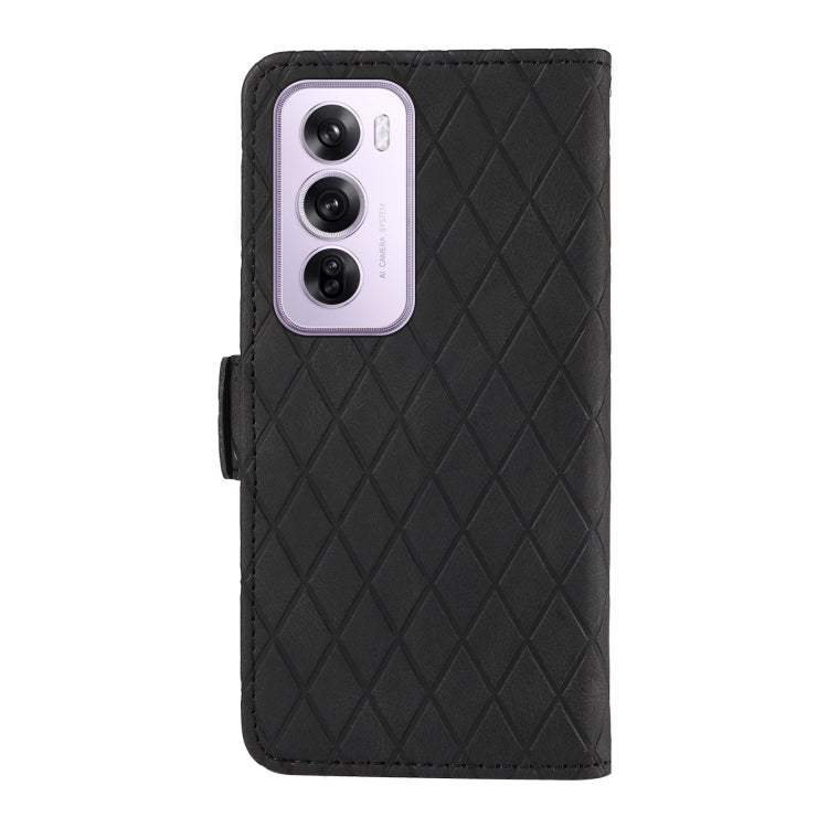 For OPPO Reno12 5G Global Dual-color Rhombic Lattice Leather Phone Case