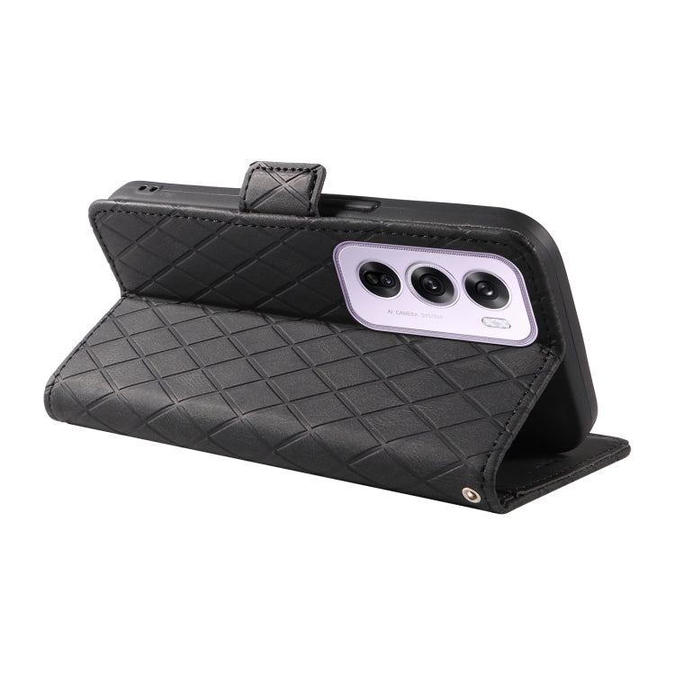 For OPPO Reno12 5G Global Dual-color Rhombic Lattice Leather Phone Case