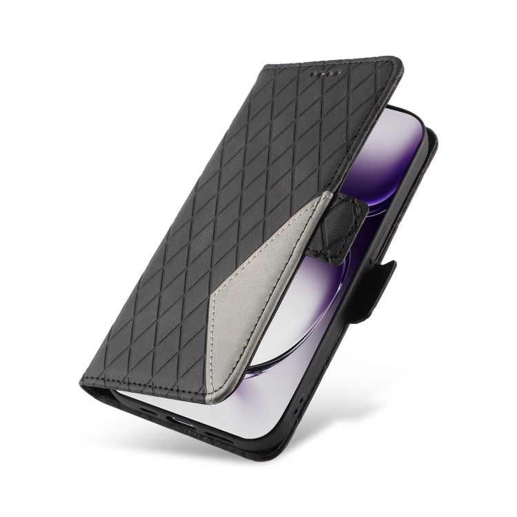 For OPPO Reno12 5G Global Dual-color Rhombic Lattice Leather Phone Case