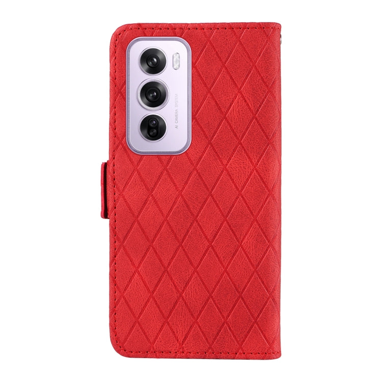 For OPPO Reno12 5G Global Dual-color Rhombic Lattice Leather Phone Case