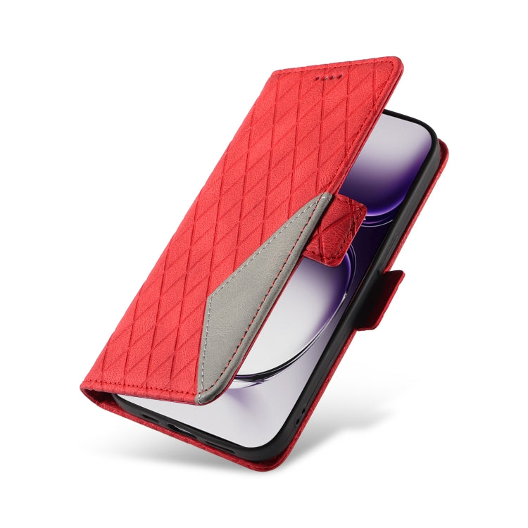 For OPPO Reno12 5G Global Dual-color Rhombic Lattice Leather Phone Case
