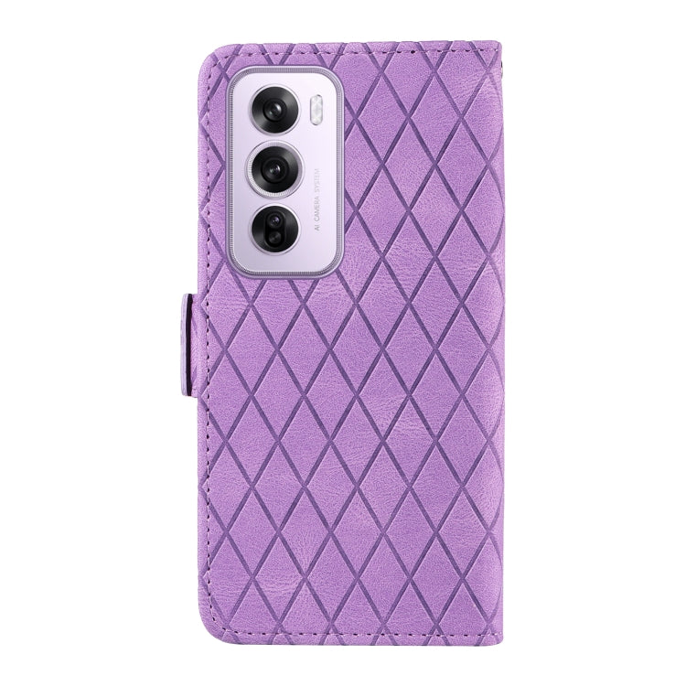 For OPPO Reno12 5G Global Dual-color Rhombic Lattice Leather Phone Case