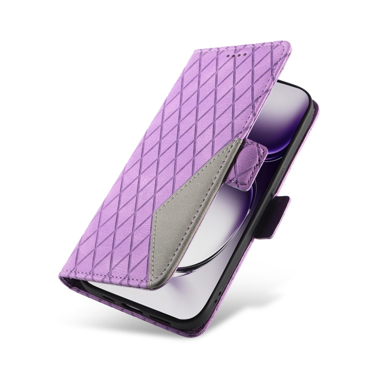 For OPPO Reno12 5G Global Dual-color Rhombic Lattice Leather Phone Case