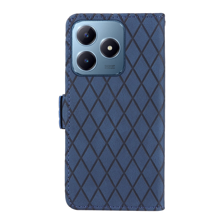 For Realme C63 / C61 Global Dual-color Rhombic Lattice Leather Phone Case