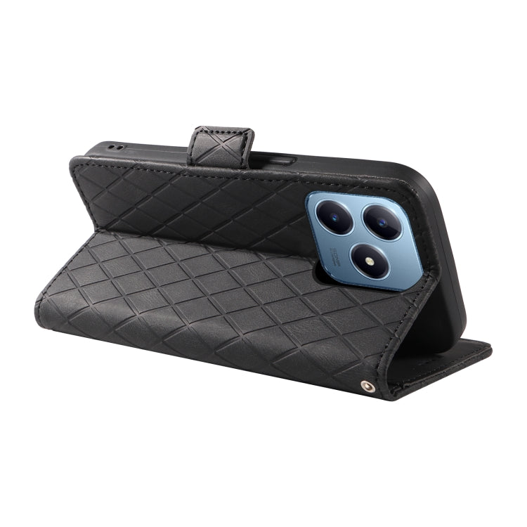 For Realme C63 / C61 Global Dual-color Rhombic Lattice Leather Phone Case
