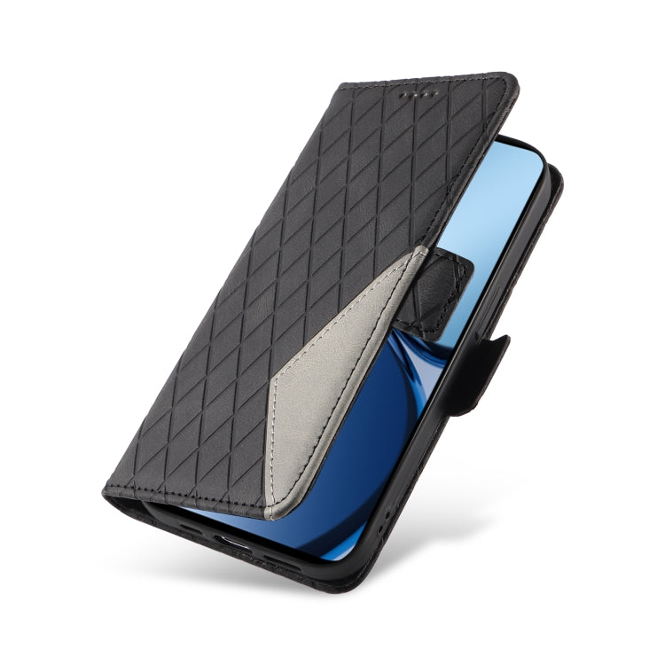 For Realme C63 / C61 Global Dual-color Rhombic Lattice Leather Phone Case