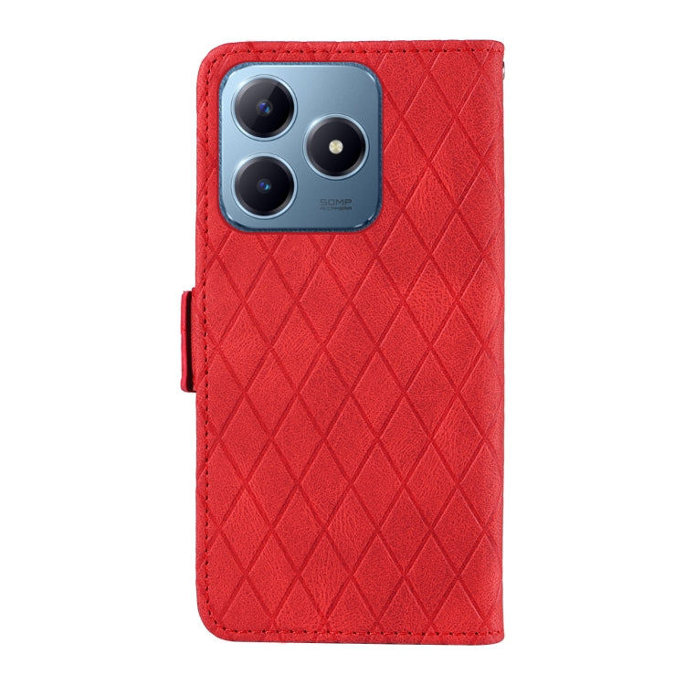 For Realme C63 / C61 Global Dual-color Rhombic Lattice Leather Phone Case
