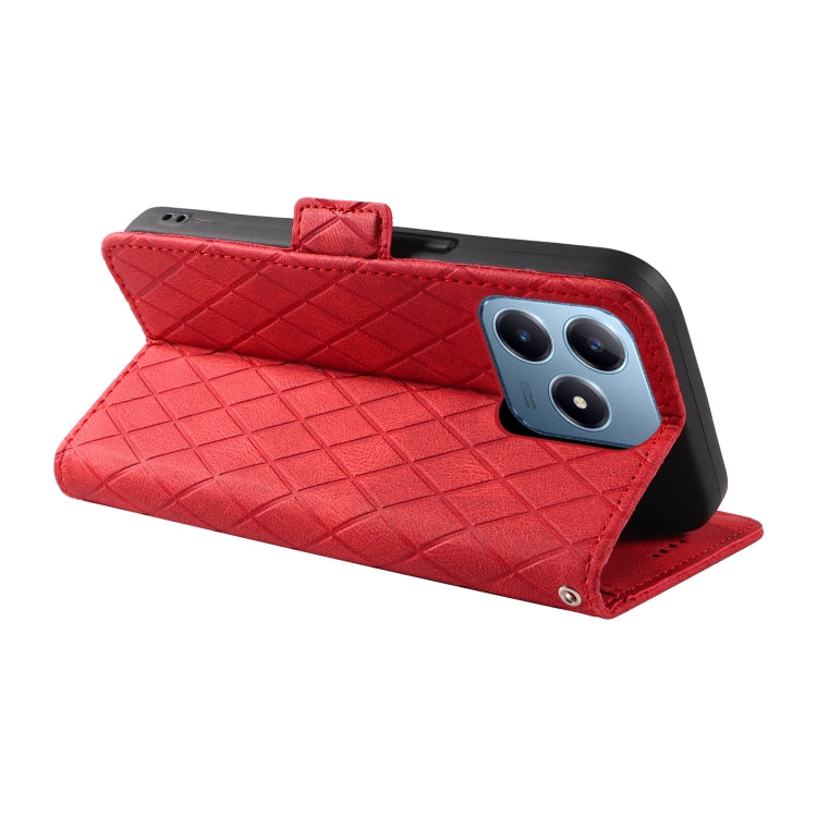 For Realme C63 / C61 Global Dual-color Rhombic Lattice Leather Phone Case