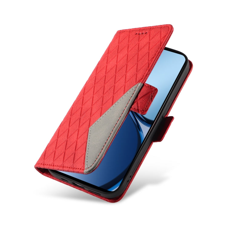 For Realme C63 / C61 Global Dual-color Rhombic Lattice Leather Phone Case