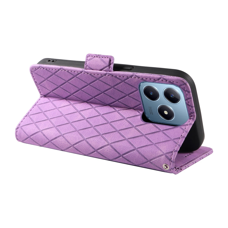 For Realme C63 / C61 Global Dual-color Rhombic Lattice Leather Phone Case
