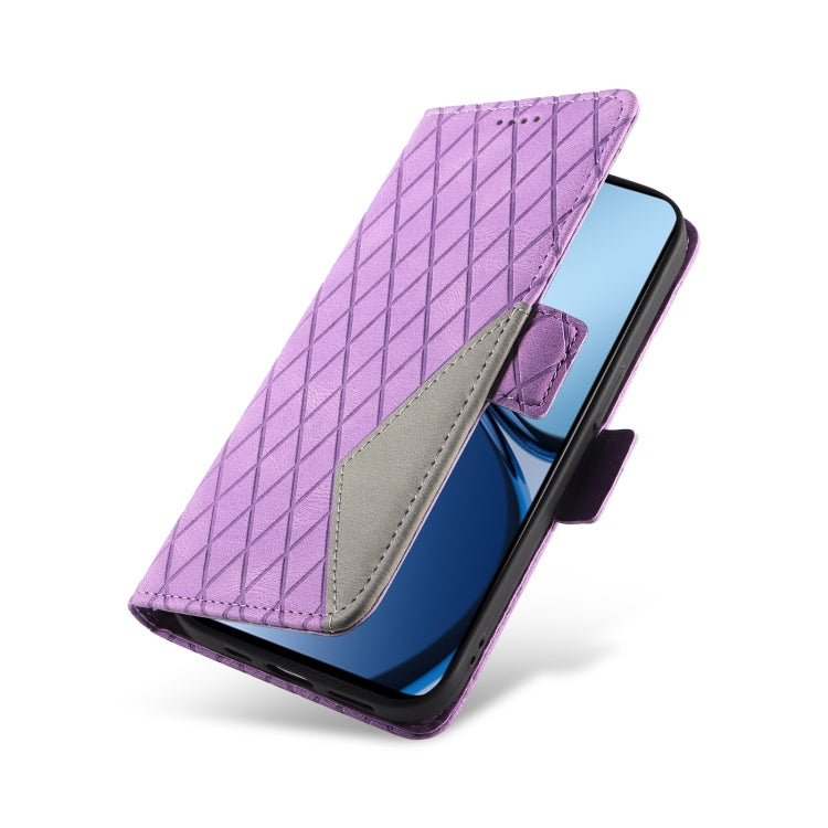 For Realme C63 / C61 Global Dual-color Rhombic Lattice Leather Phone Case