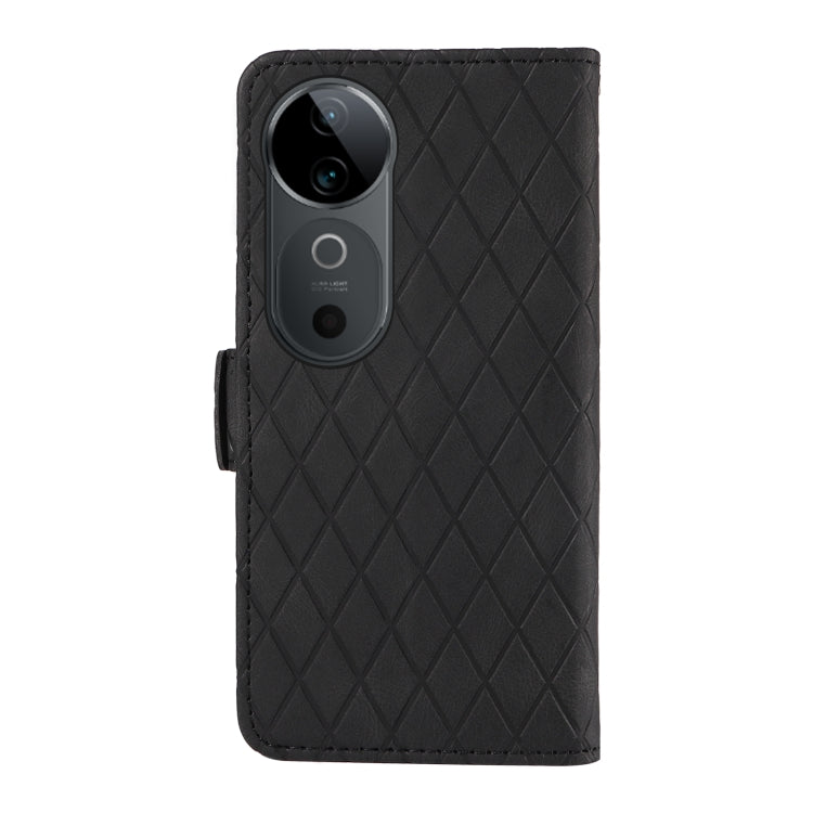 For vivo V40 5G Dual-color Rhombic Lattice Leather Phone Case