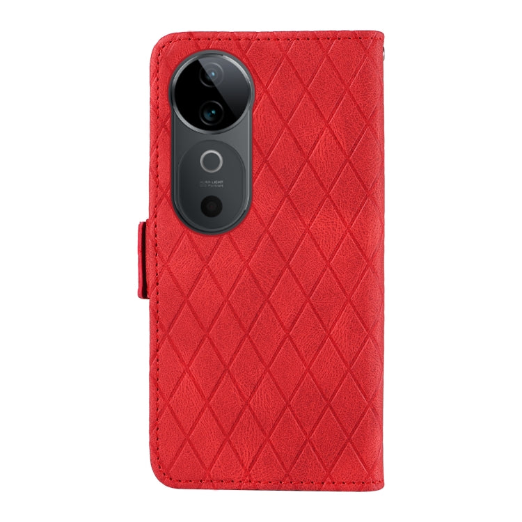 For vivo V40 5G Dual-color Rhombic Lattice Leather Phone Case