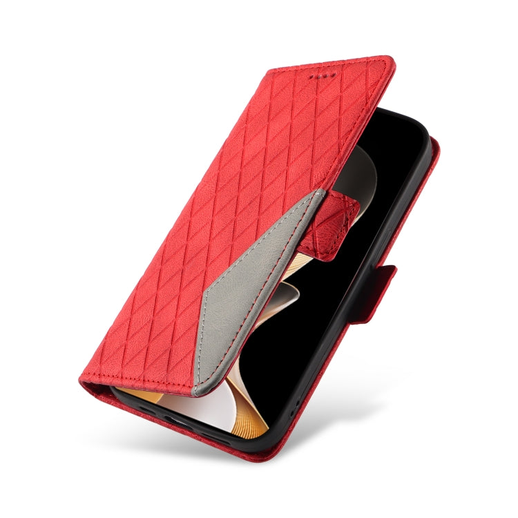 For vivo V40 5G Dual-color Rhombic Lattice Leather Phone Case