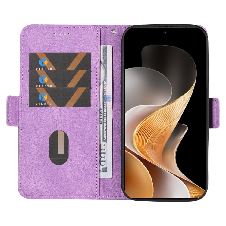 For vivo V40 5G Dual-color Rhombic Lattice Leather Phone Case