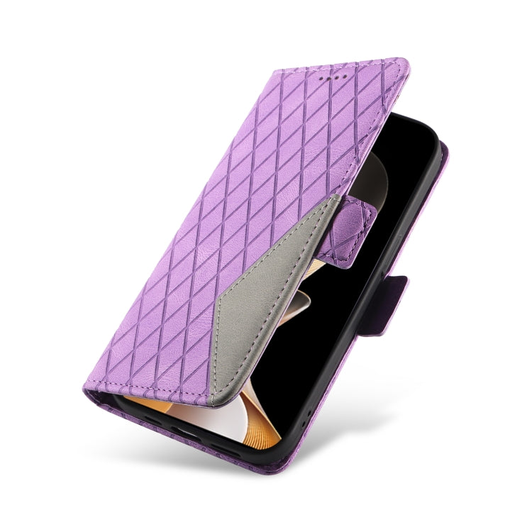 For vivo V40 5G Dual-color Rhombic Lattice Leather Phone Case